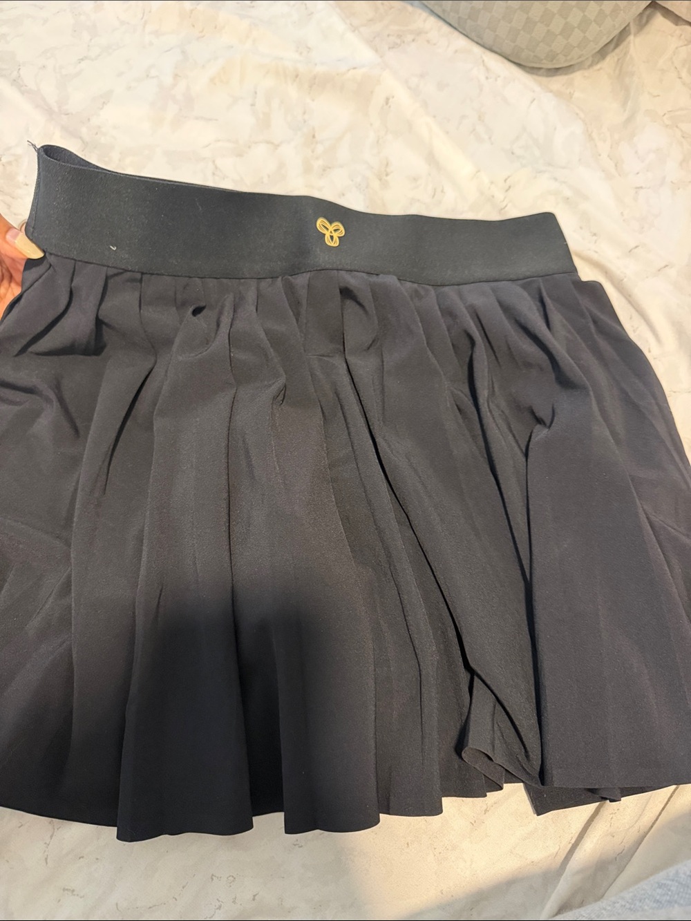 Aritzia Black Pleated Skirt with Gold Accent